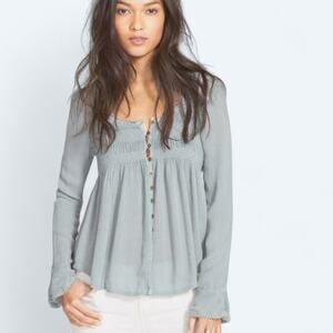 FREE PEOPLE "Blue Bird" Smocked Top #GB 975119105 Deep Sea - Size XS